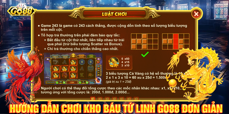 Hướng dẫn chơi Kho báu tứ linh Go88 đơn giản.